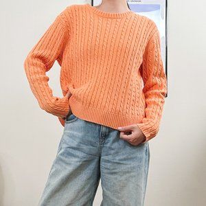 Tangerine Orange Cable Knit Sweater